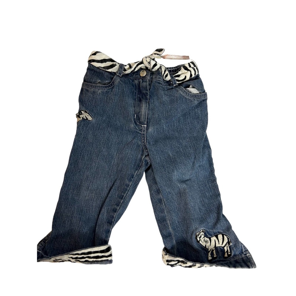 Gymboree Mod Zebra‎ Belted Denim Jeans 18-24 Months